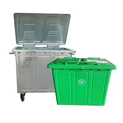 Latas de lixo de aço inoxidável 1100L com rodas